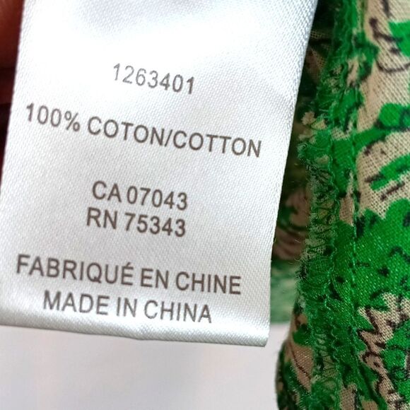 House Of Harlow 1960 100% Cotton Green Floral Tiered Skirt sz L Boho Cottagecore - Picture 6 of 8